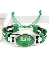 abordables Accesorios-Pulsera de hombre de piel sintética y acrílico con la bandera nacional, pulsera multinacional para aficionados al fútbol, para el día del partido, para animar en el estadio, para ropa deportiva informal y para el día a día.