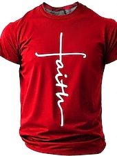 cheap Faith T shirts-Faith Cross Men's Minimalist Christian Spiritual Religious T Shirt Graphic Crew Neck Short Sleeve Church Worship Easter Gift for Believers Designer Clothing Apparel