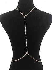 preiswerte Halskette für Damen-Damen-Körperkette mit tropfenförmigem Anhänger aus einer Legierung, gold-silbernes Rückenschmuckstück für Strandurlaub, Party-Abendgarderobe, rückenfreie Kleider und Resort-Styling