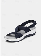 economico Sandali Piani-sandali da donna con cinturino posteriore annodato grigio – sandali da passeggio leggeri con plateau ammortizzato, cinturino regolabile e supporto dell'arco plantare