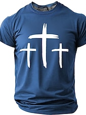 abordables Camisetas de fe-Hombre Cruz Camiseta Manga Corta Camiseta Impresión 3D Cuello Barco Camisa Moda Design Sencillo Casual Diario Fiesta Rojo Verano Primavera Ropa S M L XL XXL XXXL