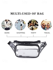 cheap Vacation &amp; Travel Bags-Women's Clear PVC Crossbody and Waist Bag, Multi-Color Transparent Bag with Adjustable Strap and Multiple Wearing Styles, Large Capacity Stylish Bag for Beach Vacation and Casual Daily Use