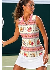 abordables Camisa de Mujer-Mujer Geométrico Flores Tops Camisa deportiva Camisas de polo Camiseta de tenis Sin Mangas Cremallera Floral UPF50+ Resistente a los rayos UV Alta elasticidad Dispersor de humedad Tenis Golf pepinillo