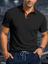  Per uomo Testurizzato Polo a Maglia Waffle Casuale Affari Classico Manica Corta Moda Moderno Tinta unica Asciugatura Rapida Bottoni Estate Primavera Vestibilità regolare Blu Nero Bianco Blu marino