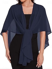 billiga Sjalar-Sjalar Bolero Mammas Wraps Bridal's Wraps Bröllopsgästs wraps Elegant damer Formell Stil Ärmlös Chiffong Brudsjalar Med Ren Färg Till Dagligen Vår &amp; sommar