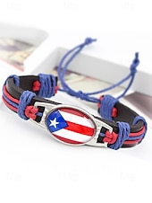 abordables Accesorios-Pulsera de hombre de piel sintética y acrílico con la bandera nacional, pulsera multinacional para aficionados al fútbol, para el día del partido, para animar en el estadio, para ropa deportiva informal y para el día a día.