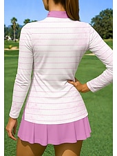 baratos Camisa Feminina-Mulheres Riscas Camisa Esportiva Camisa de tênis Top de tênis Manga Longa Zíper Floral Pullover UPF50+ Resistente a UV Elasticidade Alta Pavio Humido Respirável Voleibal Tênis Golfe Gola Alta Gola
