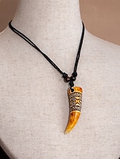 voordelige Heren sieraden-Halsketting voor heren in bohemian vintage stijl, gemaakt van acryl, met verschillende hangeropties, waaronder een schildpad en ivoor, en een verstelbaar koord. Ideaal voor een strandvakantie,