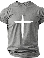  Hombre Cruz Camiseta Manga Corta Camiseta Impresión 3D Cuello Barco Camisa Moda Design Sencillo Casual Diario Fiesta Rojo Verano Primavera Ropa S M L XL XXL XXXL