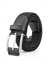 preiswerte Herrengürtel-Geflochtener Herren-Stretchgürtel mit Kunstlederbesatz, verstellbarer, gewebter Freizeitgürtel in verschiedenen Farben für den Alltag, Strandurlaub, Reisen und Resort-Looks