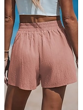 tanie Podstawowe fałszywe dno-Damskie Sztuczna bawełna len Typu Chino Szorty Letnie szorty Urlop Moda Moda miejska Krótki Wysoka talia Równina Kieszeń Elastyczny pas Wygodne Komfort Miękka Elastyczny Na zewnątrz Urlop Ulica