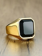 preiswerte Herrenschmuck-Herrenring im Boho-Stil aus Edelstahl mit Naturstein, Statement-Siegelring in verschiedenen Größen für den Alltag, Strandurlaub und Resort-Look