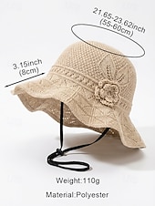 billiga Kvinnors hattar-Dam bohemisk sommarhatt, andningsbar polyester, 3D-blomdekoration, flerfärgad, solhatt med brett brätte för strandsemester, vardagskläder