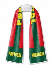 Недорогие Аксессуары-Мужской шарф-полотенце из полиэстера с принтом португальского флага, мягкий шарф для поддержки футбольных болельщиков в день футбольного матча, на стадионных мероприятиях, для просмотра спортивных соревнований и для повседневного использования.