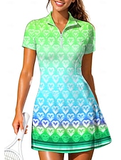 Χαμηλού Κόστους Φόρεμα Γυναικών-Γυναικεία Καρδιά Γεωμετρικό Βαθμίδα Καρό Φόρεμα τένις Αθλητικό φόρεμα Κοντομάνικο Στάμπα Αναπνέει Τέννις Γκολφ Μπάντμιντον Γιακάς Περιλαίμιο Polo Φορέματα Ανοικτό Κίτρινο Πράσινο Ανοικτό Κόκκινο