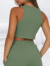 preiswerte Blusenanzüge für Damen-Damen Zweiteilige Sets Tank Top Shorts-Sets Ärmellos Rundhalsausschnitt Einfach Mode Streetwear Lässig Täglich Outdoor Schwarz Hellgrün Rosa Sommer Normale Passform
