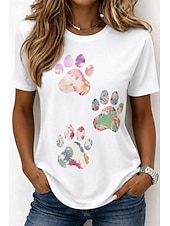 economico Maglietta Animali-Per donna Maglietta Stampato Grafico Animale Cane Vintage Elegante Classico Manica Corta Girocollo Top lunghi Casuale Quotidiano Weekend Bianco Caffè Bianco 2 Estate Primavera Autunno