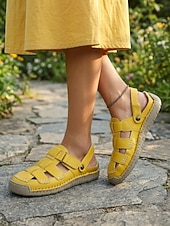 economico Sandali Gladiatore-Sandali gladiatore gialli da donna – design intrecciato a punta chiusa, sandali da pescatore casual traspiranti per camminare e viaggiare &amp;abbigliamento quotidiano