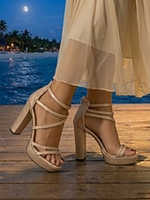 cheap Platform Sandals-Women's Nude Platform High-Heel Sandals - Ideal for Resort Evening Events