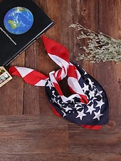  Dames bohemian katoenen bandana set met Amerikaanse vlag, bestaande uit twee delen: een veelzijdige hoofddoek en nekwarmer voor de viering van het 250-jarig bestaan van de VS, Onafhankelijkheidsdag,