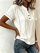  Women's Blouse Graphic Striped Vintage Stylish Basic Short Sleeve V Neck Regular Tops Casual Daily Blue White Pink Orange Green Summer Spring