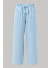 abordables Pantalones de pierna recta-Mujer Pantalones Rectos Vacaciones Básico Longitud total Media cintura Comodidad Rígido Diario Negro Caqui Beige Café Verano Primavera Otoño