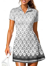 Χαμηλού Κόστους Φόρεμα Γυναικών-Γυναικεία Καρδιά Γεωμετρικό Βαθμίδα Καρό Φόρεμα τένις Αθλητικό φόρεμα Κοντομάνικο Στάμπα Αναπνέει Τέννις Γκολφ Μπάντμιντον Γιακάς Περιλαίμιο Polo Φορέματα Ανοικτό Κίτρινο Πράσινο Ανοικτό Κόκκινο