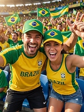 ieftine Accesorii-Șapcă de baseball bărbătească din poliester, în culorile steagului Braziliei, cu croială reglabilă, pentru fanii fotbalului, pentru ziua meciului, evenimentele pentru suporteri de fotbal, îmbrăcămintea sport casual și ținutele de zi cu zi în aer liber