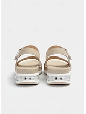 economico Sandali Piani-sandali da donna con cuscino d'aria impreziositi da strass - scarpe comode aperte con velcro regolabili per abbigliamento casual e outdoor