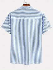abordables Vacaciones-Hombre Camisa Camisa de lino Camisa de verano Camisa de playa camisa hawaiana Tiras verticales Casual Diario Azul Piscina Rosa Manga Corta Cuello Primavera verano Ropa