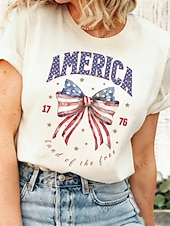 ieftine Ziua Independenței Top-Ziua Independenței Americane Pentru femei Tricou Imprimeu Grafic Steag Stilat Clasic Casual Manșon scurt Stil Nautic Topuri obișnuite Casual Zilnic Alb Vară Primăvară