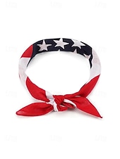  Dames bohemian katoenen bandana set met Amerikaanse vlag, bestaande uit twee delen: een veelzijdige hoofddoek en nekwarmer voor de viering van het 250-jarig bestaan van de VS, Onafhankelijkheidsdag,