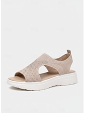 preiswerte Komfortsandalen-Pinkfarbene Damen-Stricksandalen mit Strasssteinen – atmungsaktive Plateau-Sommerschuhe zum Spazierengehen, Reisen und für den Urlaub &amp;Freizeitkleidung