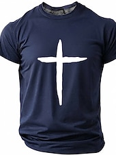  Hombre Cruz Camiseta Manga Corta Camiseta Impresión 3D Cuello Barco Camisa Moda Design Sencillo Casual Diario Fiesta Rojo Verano Primavera Ropa S M L XL XXL XXXL