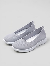 cheap Women-Women's White Lightweight Slip-On Walking Shoes – Breathable Knit Comfort Sneakers for Travel, Cruise Wear and Casual Use