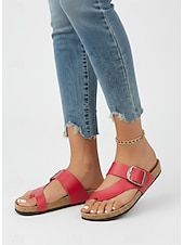 abordables Sandalias deslizantes-Chanclas de tiras cruzadas con hebilla grande, sandalias cómodas y elegantes para mujer, perfectas para verano, playa y salidas casuales.