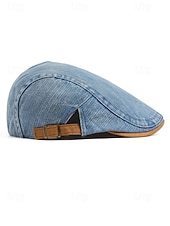 economico Cappelli da uomo-Berretto regolabile da uomo in denim e cotone, modello newsboy a cappello piatto multicolore, ideale per vacanze al mare, viaggi, guida e abbigliamento casual di tutti i giorni.