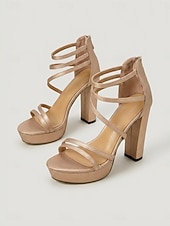 cheap Platform Sandals-Women's Nude Platform High-Heel Sandals - Ideal for Resort Evening Events