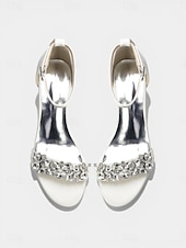 voordelige Hakken Sandalen-Damessandalen met dikke hak en nude strass-steentjes - elegante cocktailschoenen met enkelbandje