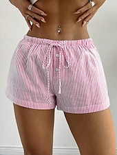 economico Pantaloncini Bermuda-Per donna Chinos Shorts Vacanza Moda Streetwear Corto Vita Alta Semplice A righe Fascia Elastica Comodo Comodità Morbido Micro-elastico Quotidiano All'aperto Streetwear Blu Nero Bianco Rosa Estate