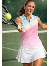 economico Camicia Donna-Per donna Blocco di colori Sfumatura Maglietta sportiva Polo da golf Maglia da tennis Maglietta da tennis Senza Maniche Cerniera Floreale UPF50+ Resistente ai Raggi UV Alta elasticità Traspirante