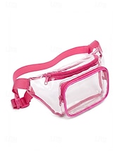 cheap Vacation &amp; Travel Bags-Women's Clear PVC Crossbody and Waist Bag, Multi-Color Transparent Bag with Adjustable Strap and Multiple Wearing Styles, Large Capacity Stylish Bag for Beach Vacation and Casual Daily Use