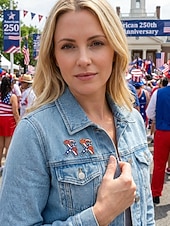 voordelige Accessoires-Damesbrocheset met legering lint en bloemmotief, gouden en zilveren patriottische reversspelden voor de viering van 250 jaar Amerika, Onafhankelijkheidsdag, feestelijke avondkleding en feestelijke