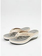 economico Infradito scivolosi-sandali infradito con zeppa bianca da donna con accenti di strass – comode scarpe estive casual