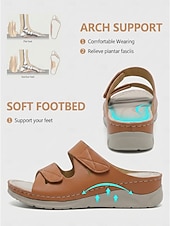 abordables Comfort Sandals-Women's Light Brown Arch Support Comfort Sandals – Double Adjustable Strap Slide Slippers, Soft Cushioned Slip-On Shoes for Home, Travel &amp; Everyday Use