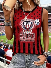  Γυναικεία Αμάνικη Μπλούζα Γραφική Σημαία Ομάδα ποδοσφαίρου Βίντατζ Στυλάτο Κλασσικό Αμάνικο Στρογγυλή Ψηλή Λαιμόκοψη Στρογγυλή Λαιμόκοψη Κανονικά μπλουζάκια Causal Καθημερινά