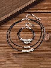 cheap Women's Necklace-Women's Bohemian Alloy Necklace and Bracelet Set, Layered Statement Jewelry for Beach Vacation, Resort Wear, Casual Summer Outfits and Everyday Fashion
