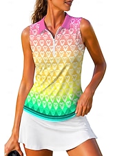 voordelige Dameshirt-Dames Geometrisch Tops Sportshirt Wandelen poloshirt Tennisshirt Mouwloos Vetoketju Bloemig UPF50+ UV-bestendig Hoge Elasticiteit Vochtregelerend Ademend Volleybal Tennis Golf Kraag Strijkijzer Hemd