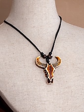 voordelige Heren sieraden-Halsketting voor heren in bohemian vintage stijl, gemaakt van acryl, met verschillende hangeropties, waaronder een schildpad en ivoor, en een verstelbaar koord. Ideaal voor een strandvakantie,