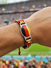 abordables Accesorios-Pulsera de hombre de piel sintética y acrílico con la bandera nacional, pulsera multinacional para aficionados al fútbol, para el día del partido, para animar en el estadio, para ropa deportiva informal y para el día a día.